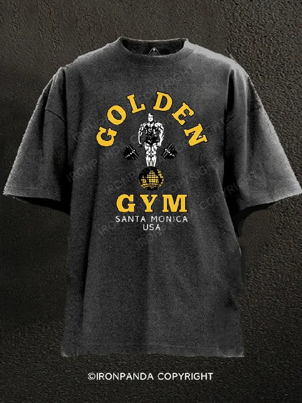 Relaxed Fit T-Shirt-GOLDEN GYM Washed Gym Shirt