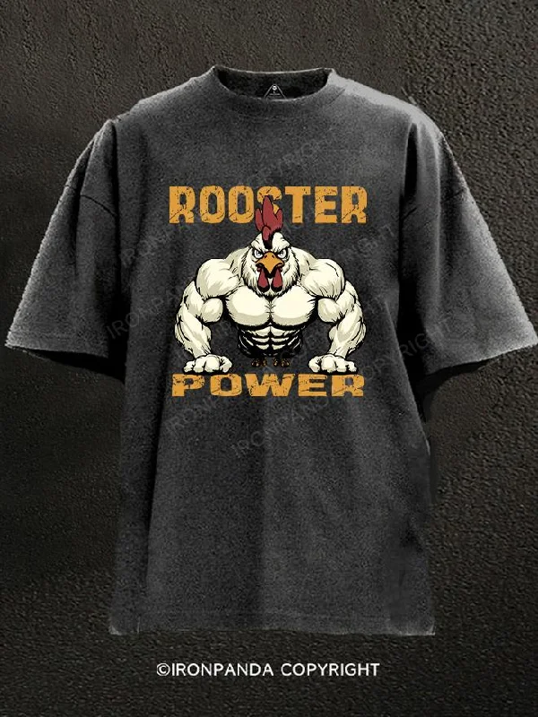 Stylish T-Shirt-ROOSTER POWER Washed Gym Shirt