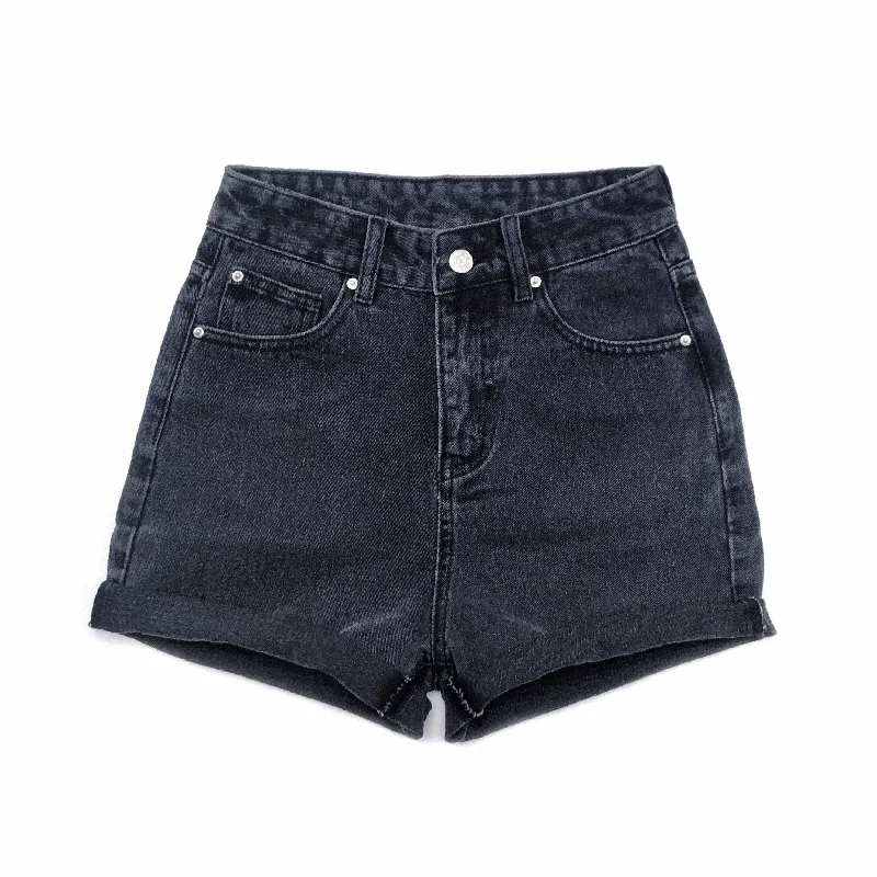 Breathable Shorts-Black High Waisted Denim Shorts  - The Moody