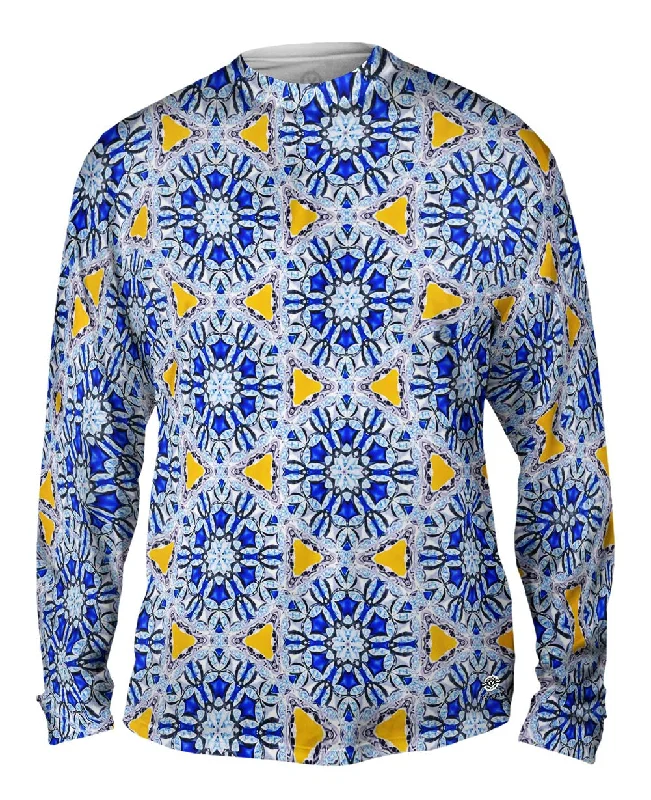 Sherpa Lined Long Sleeve-Blue Orange Diamonds Pattern