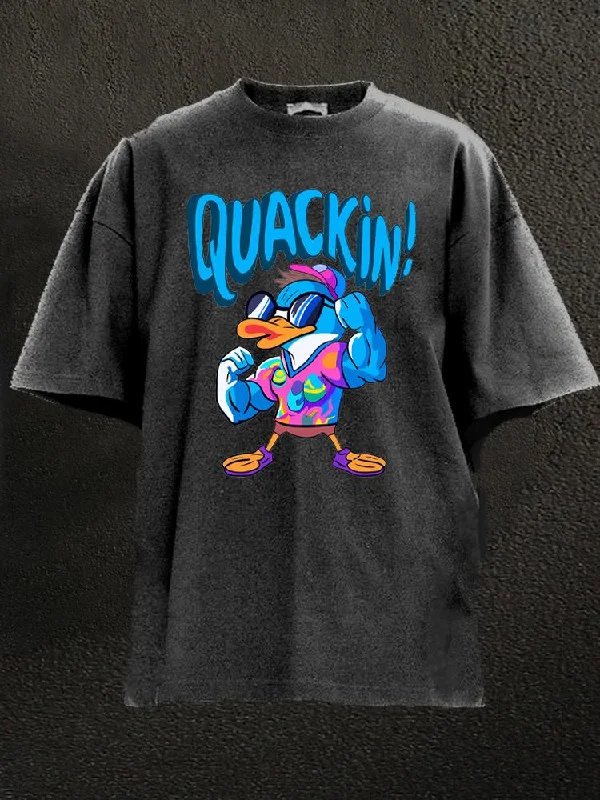 Color Block T-Shirt-Release The Quackin Workout Washed Gym Shirt