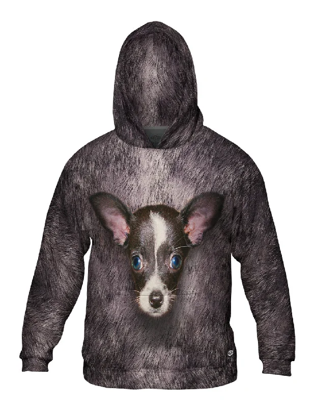 Multi Pocket Hoodie-Black Chihuahua Face