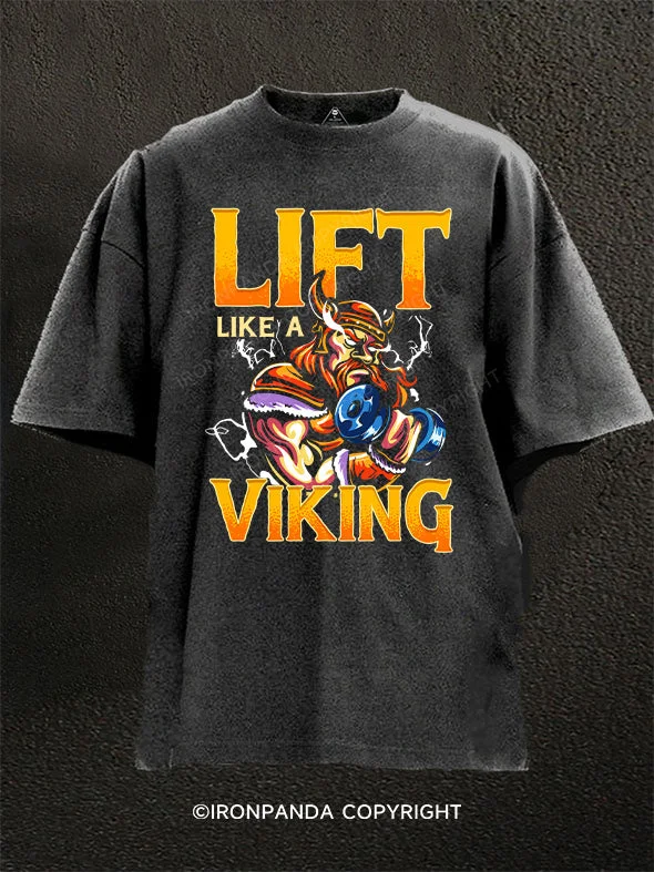 Slogan T-Shirt-Lift Like A Viking Washed Gym Shirt