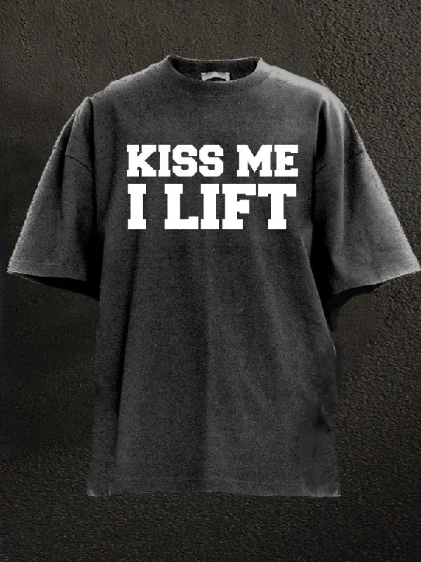 Nerdy T-Shirt-Kiss me I lift Washed Gym Shirt