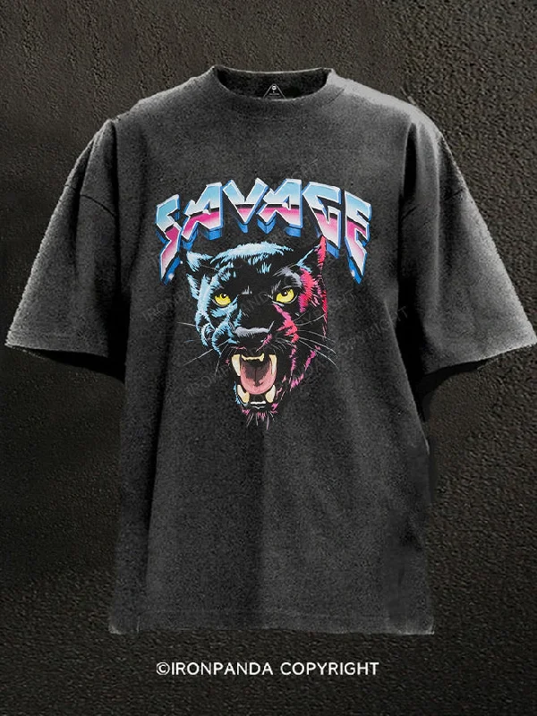 Horror T-Shirt-Savage Pather Washed Gym Shirt