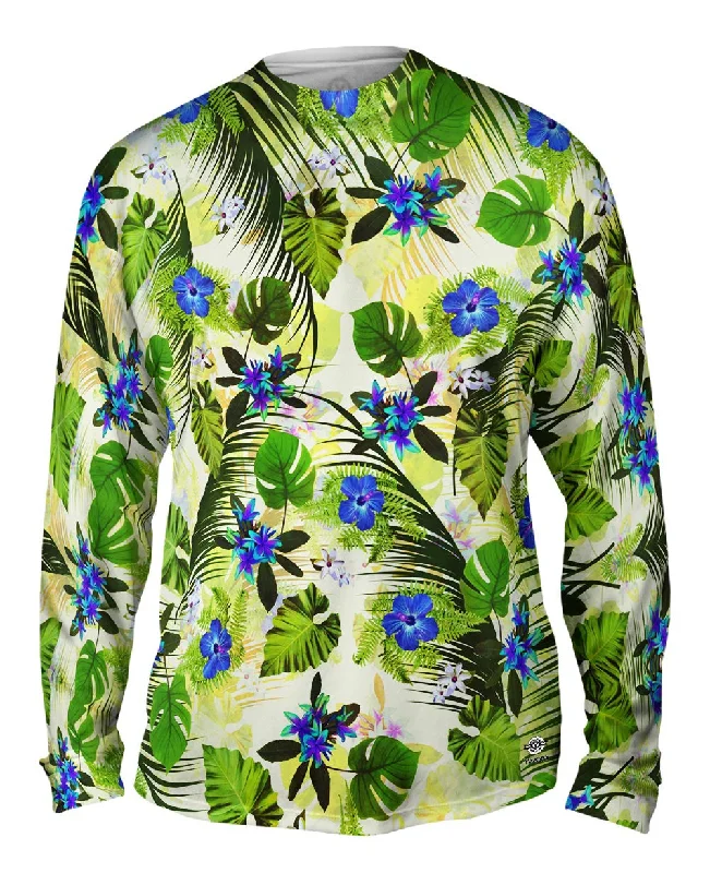 Signature Long Sleeve-Aloha Blue Flowers Pattern