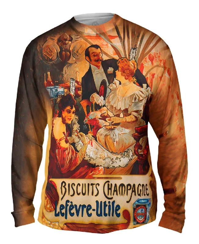 Pocket Long Sleeve-Alphonse Mucha - "Biscuits Champagne Lefèvre-Utile" (1896)