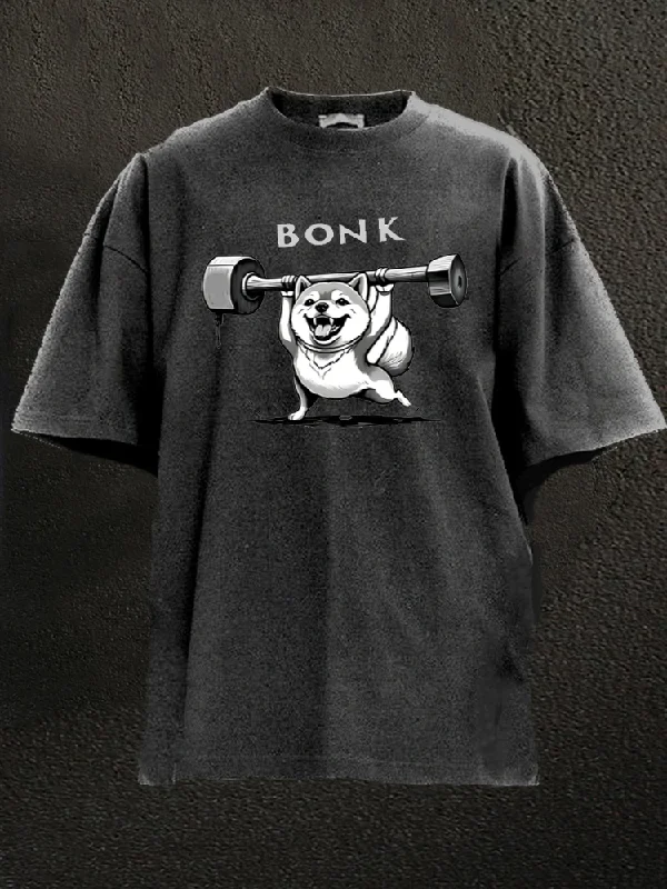 Loose T-Shirt-BONK Gym Dog Washed Gym Shirt