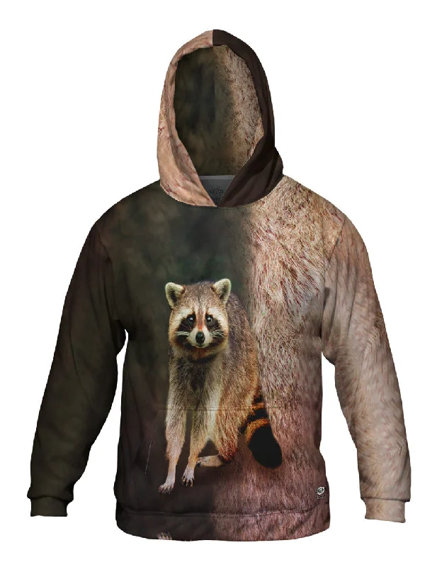 Monochrome Hoodie-Raccoon Half Skin