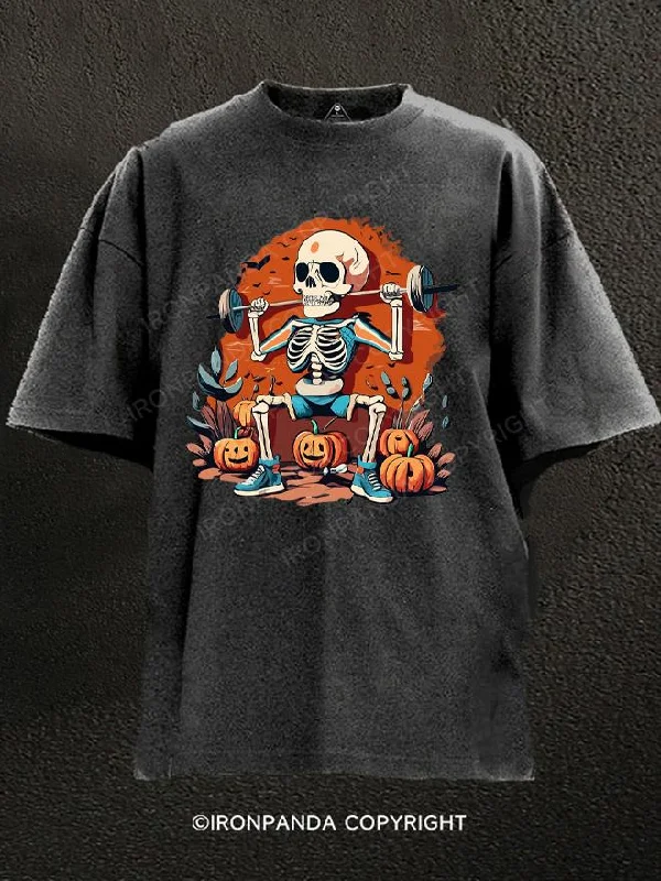 Surf T-Shirt-Halloween Skeleton Washed Gym Shirt