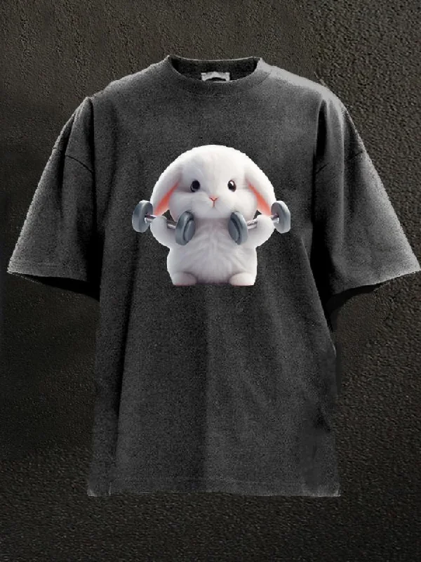 Streetwear T-Shirt-Gym Rabbit Washed Gym Shirt