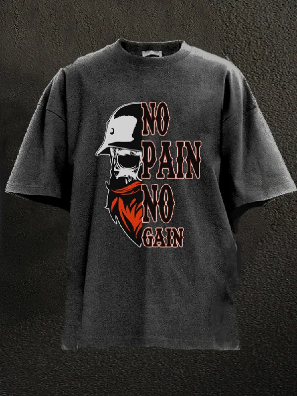 Hipster T-Shirt-No pain no gain Washed Gym Shirt