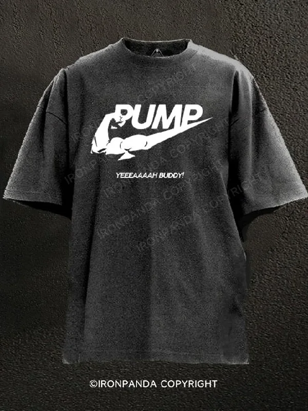 Oversized T-Shirt-PUMP Yeah Buddy Washed Gym Shirt