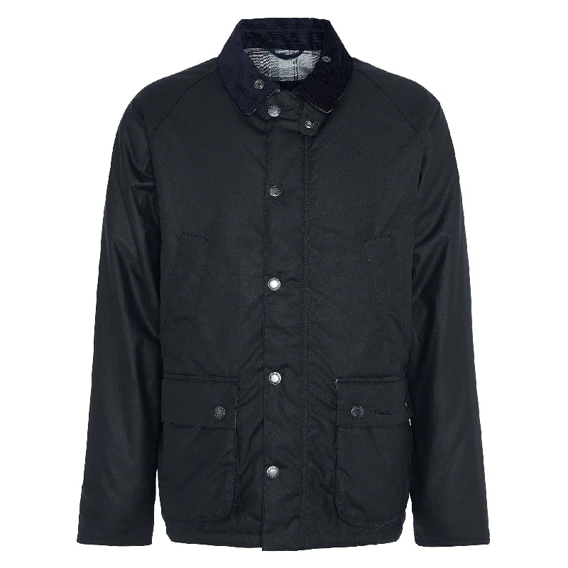 Soccer Jacket-Barbour Men's Ambleside Wax Jacket in Navy/Blue Granite Tartan