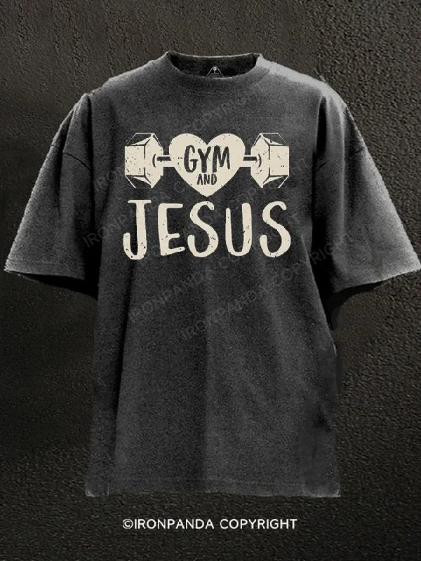 Custom Print T-Shirt-GYM AND JESUS Washed Gym Shirt