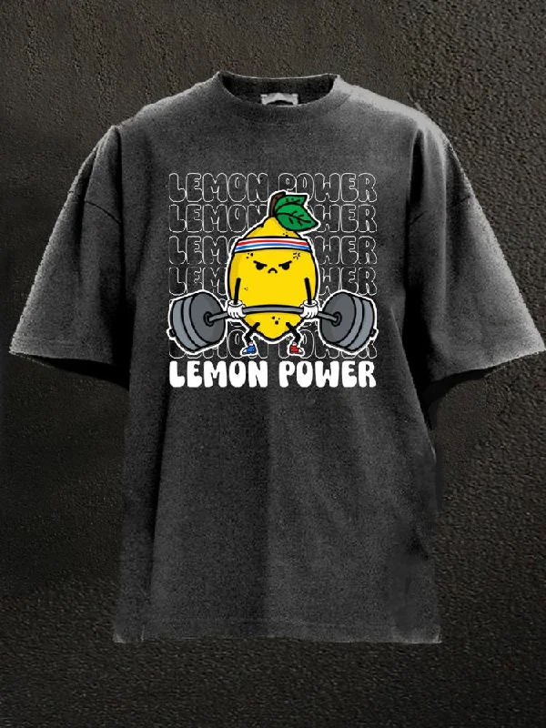 Abstract T-Shirt-Deadlifting Lemon Training Washed Gym Shirt