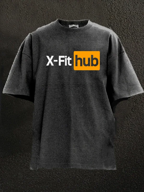 Funny Saying T-Shirt-X-fit Hub Washed Gym Shirt