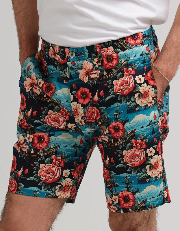 Athletic Shorts-Nautical Flower Shorts