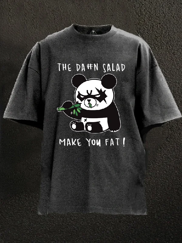 Plain T-Shirt-The Damn Salad Make You Fat Washed Gym Shirt