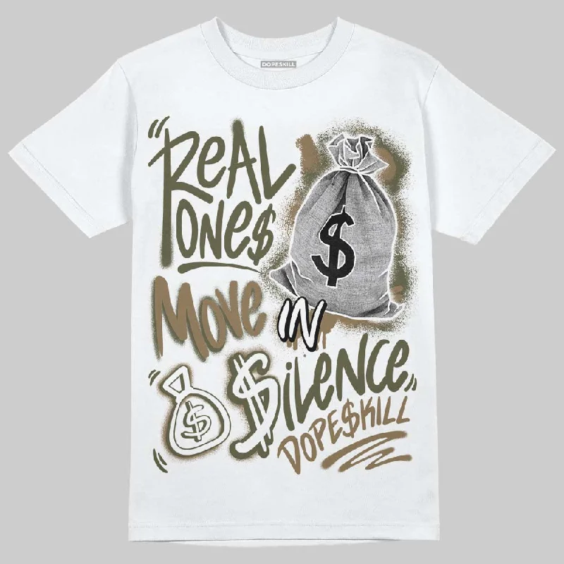 Plain T-Shirt-Samba OG Focus Olive DopeSkill T-Shirt Real Ones Move In Silence Graphic