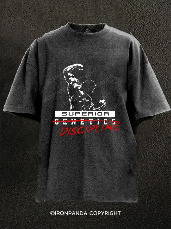 Funny Saying T-Shirt-Discipline Washed Gym Shirt