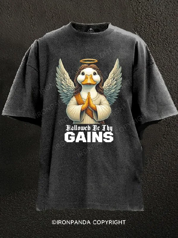 Comfortable T-Shirt-Hallowed Be Thy Gains Washed Gym Shirt