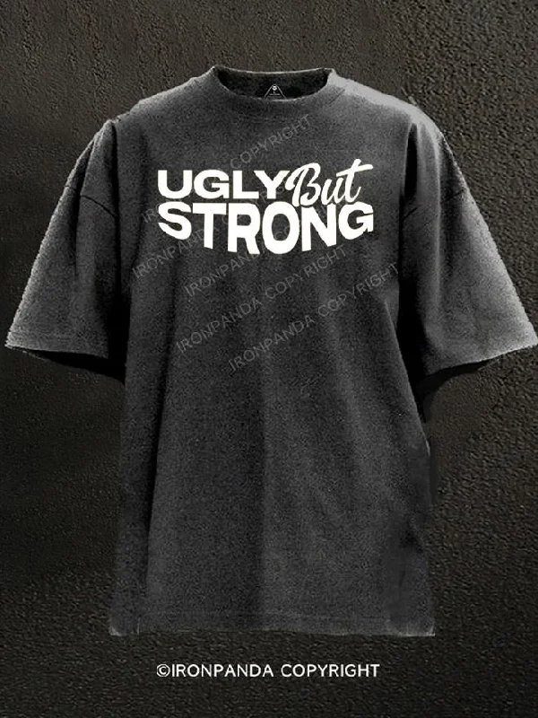 Logo T-Shirt-UGLY BUTSTRONG AS FUCK Washed Gym Shirt