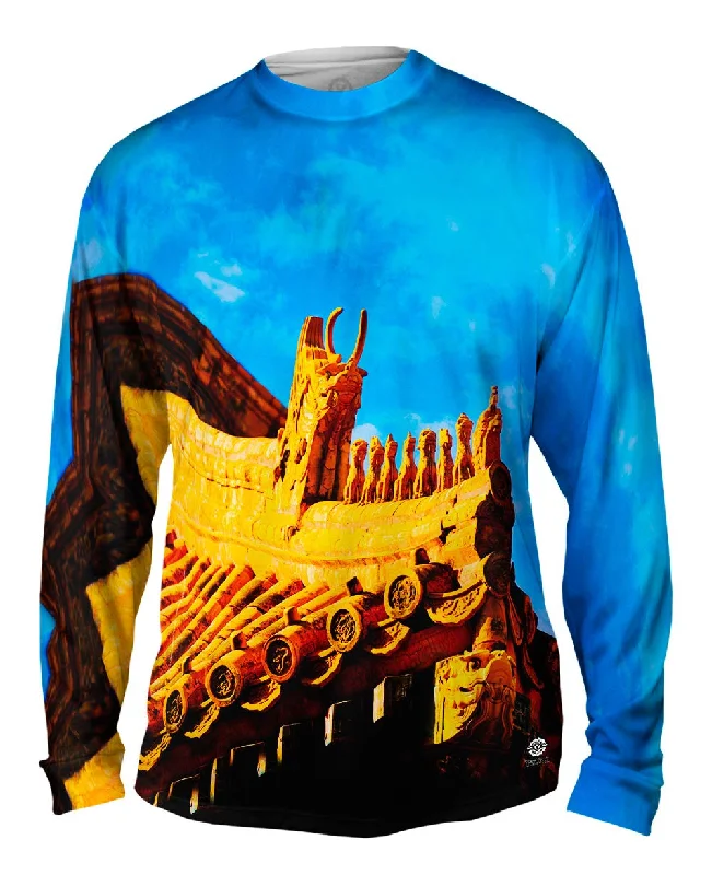 Wool Blend Long Sleeve-Japanese Shrine Ornate Roof