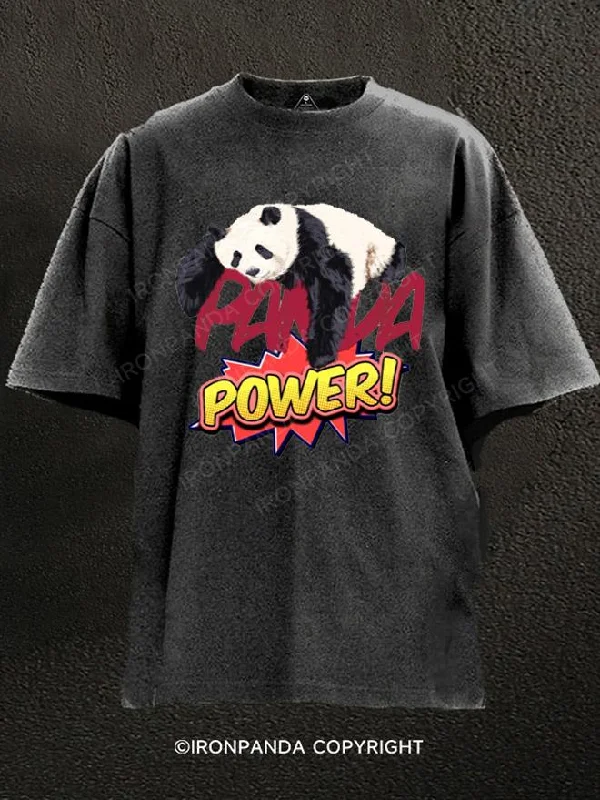 3D Print T-Shirt-Panda Power Washed Gym Shirt