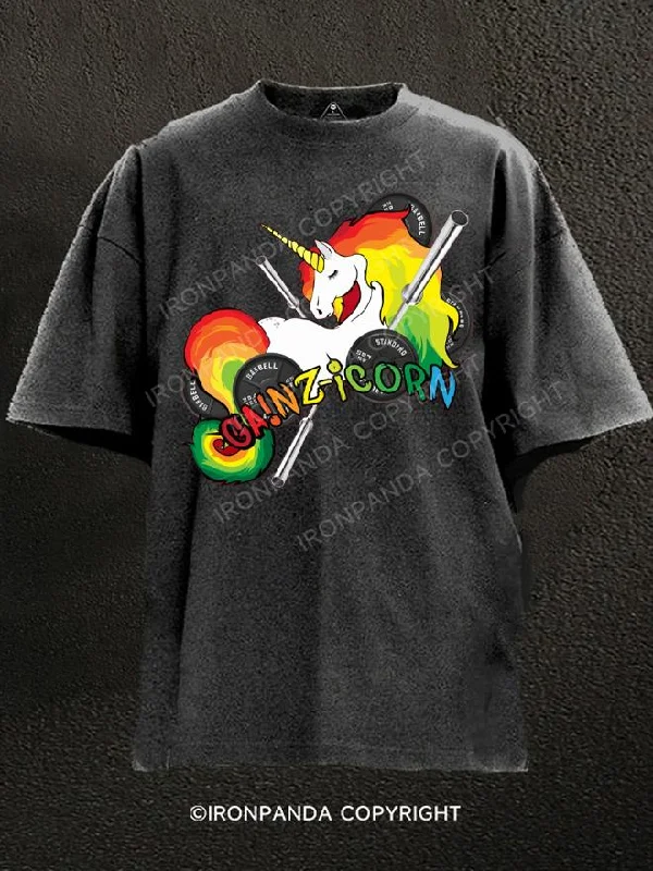 Trendy T-Shirt-GAINZICORN Washed Gym Shirt