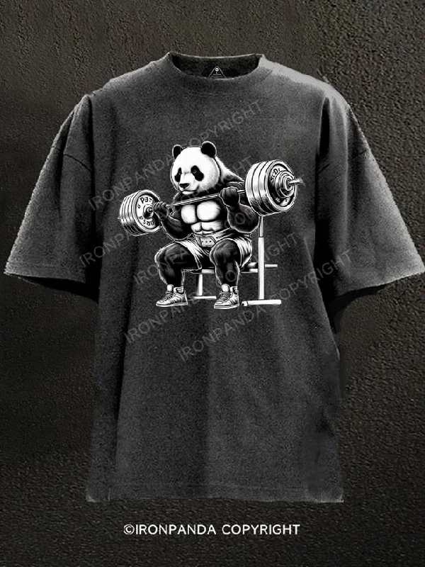 Grunge T-Shirt-Panda Bear Powerlifting Washed Gym Shirt