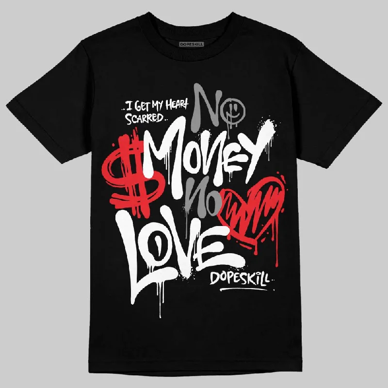 Luxury T-Shirt-Rick Owens Black Leather Sneaker DopeSkill T-Shirt No Money No Love Typo Graphic