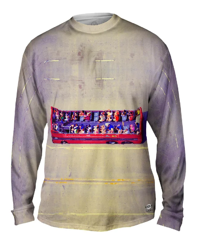 Knit Long Sleeve-Red Tour Bus Chicago Tourists