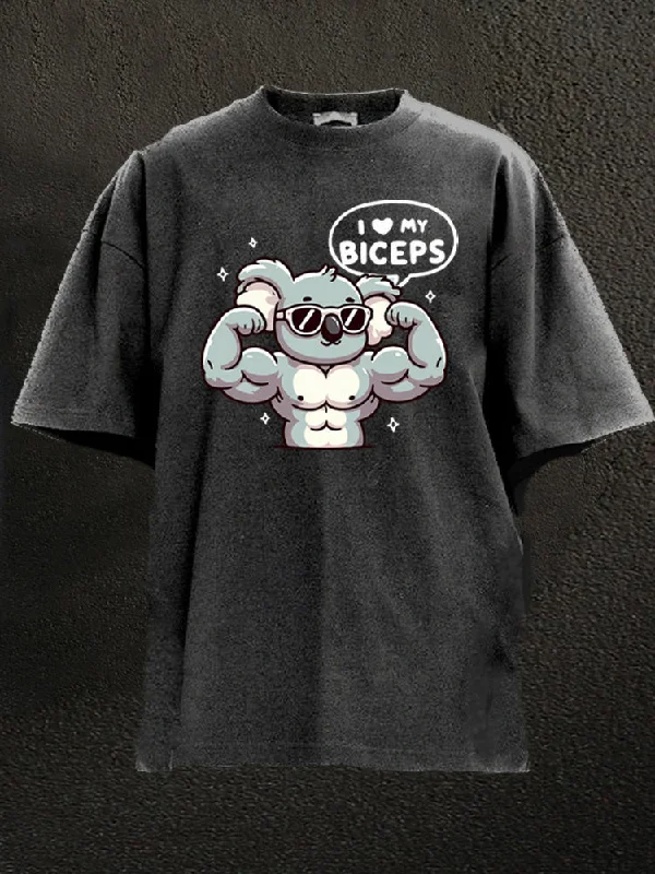 Festival T-Shirt-Big Biceps: Cute Koala Washed Gym Shirt