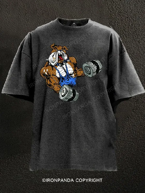 Fitted T-Shirt-bulldog gym Washed Gym Shirt