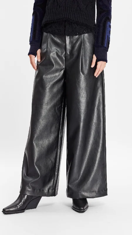 Athletic Pants-Faux Leather Pants