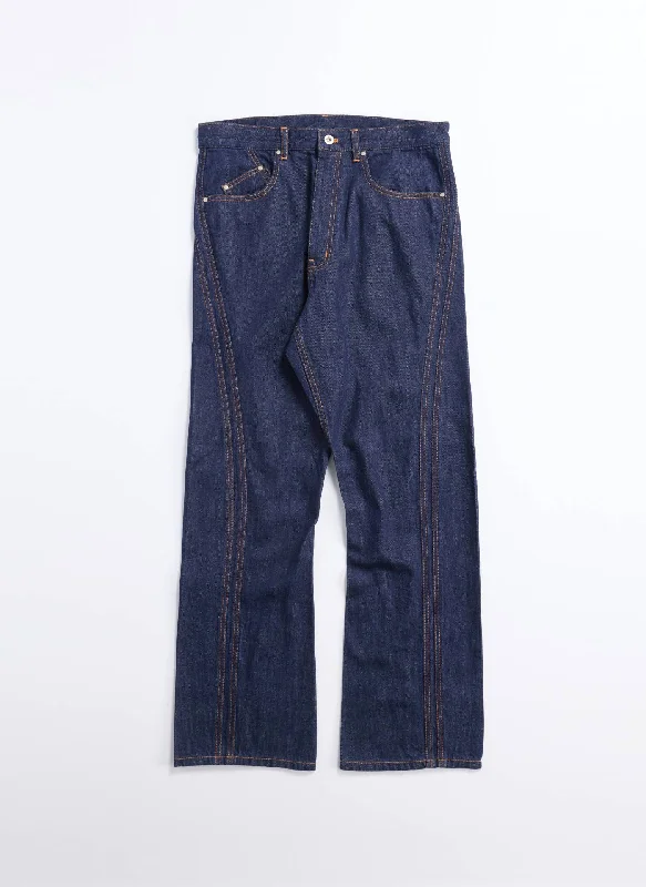 Street Pants-Indigo Cotton Linen Denim Jeans