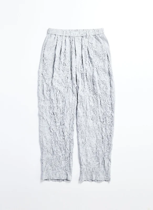 Washed Pants-Polyester Distort Pleated Wide Tapered Pants (P-12)