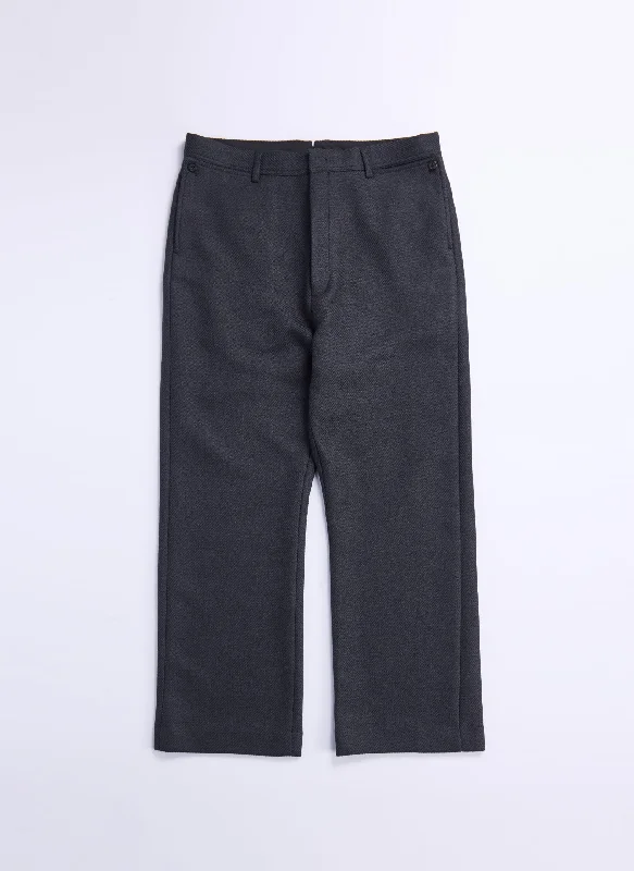 Zipper Pants-Marzotto Wool Straight Full Length Officer Pants