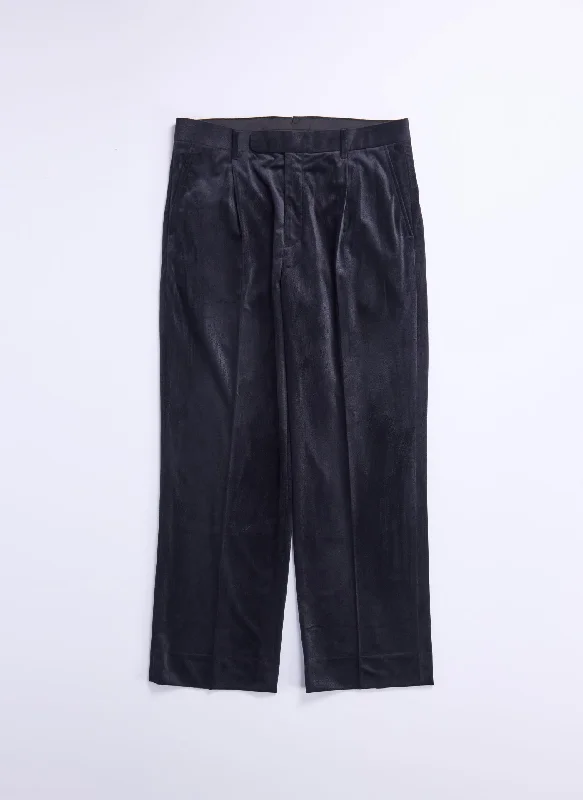 Cuffed Pants-Micro Polyester Velour Twill Suit Pants