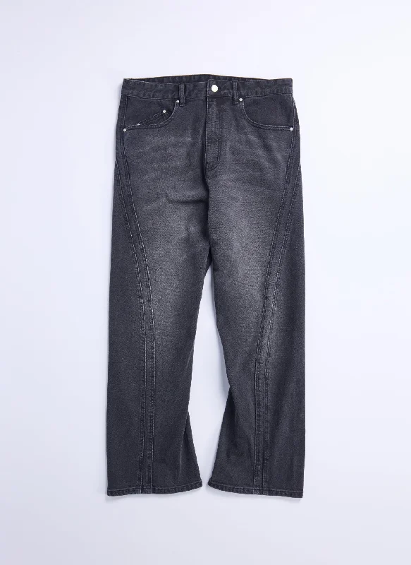 Washed Pants-Rinse Wash Cotton Lycra Z-Twill Curved Slim Jeans